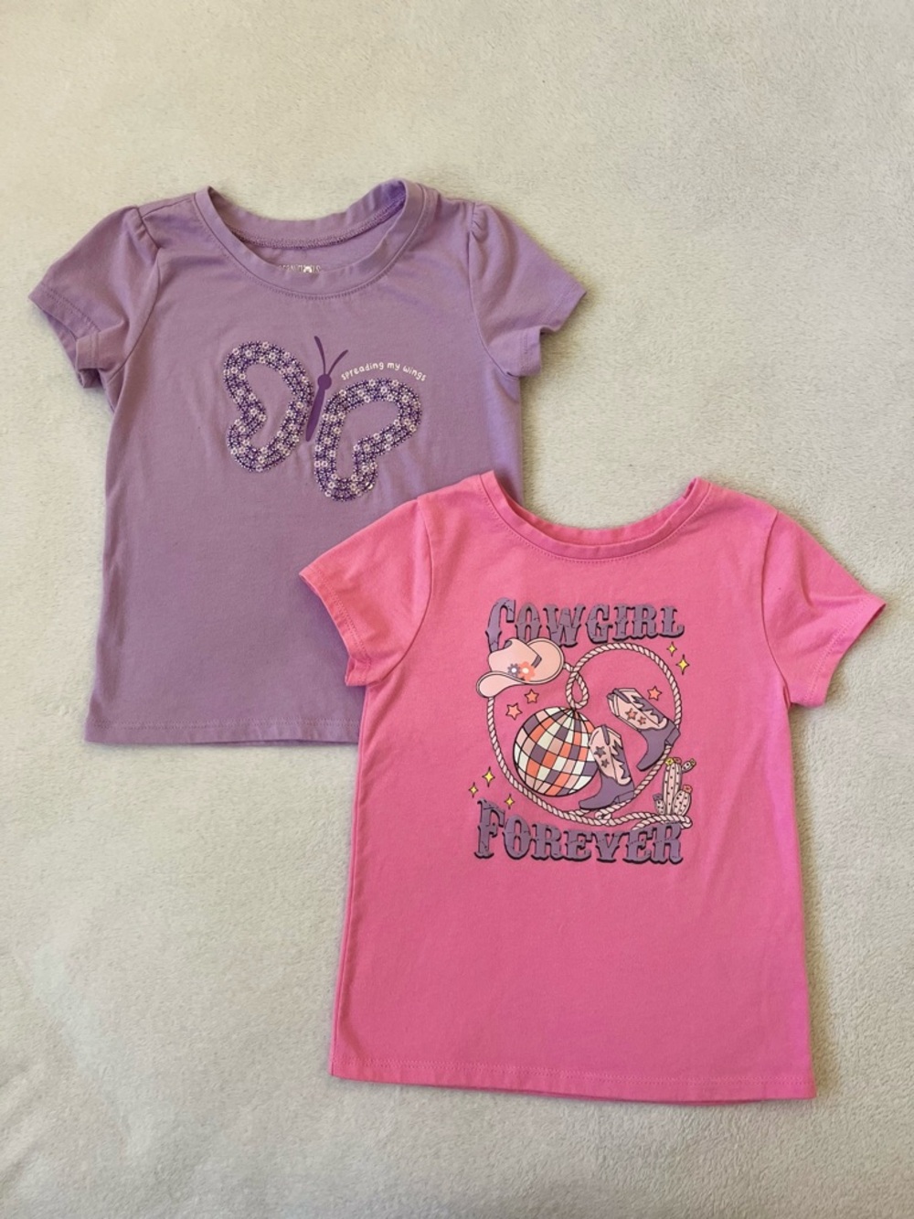 Garanimals Set: Pink Cowgirl Tee & Lavender Butterfly Tee